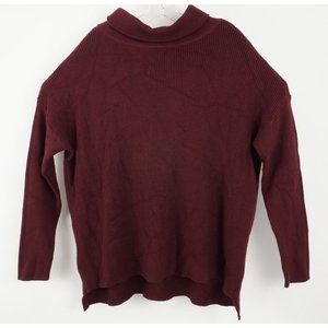 New Devotion by Cyrus Womens Size L Oversized Maroon Rib Knit Cowl Tunic Sweater